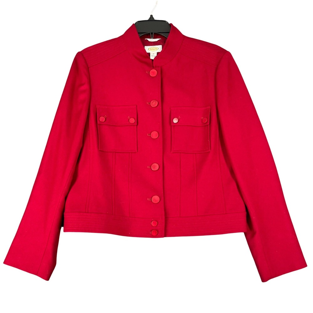 Talbots Wool Blend Military Jacket Womens Sz 12 Preppy Dark Academia Chic